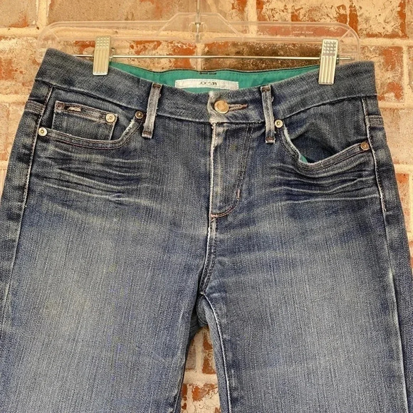 Joe’s Distressed Criss Cross Pockets Flare Jeans - Picture 2 of 11